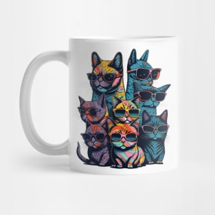 Psychedelic Cats in Glasses Mug